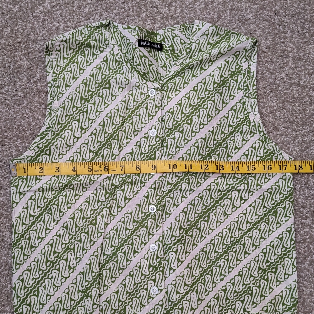 Batik Melati cinch waist sleeveless button jumpsuit olive green - Picture 13 of 16